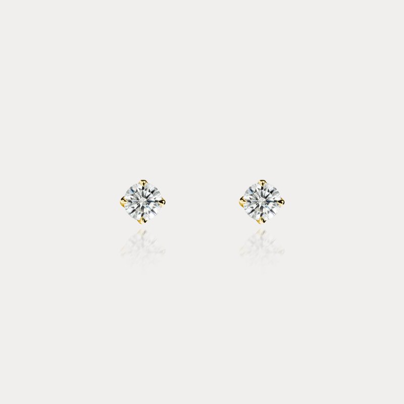 Crown | 0.10ct 皇冠經典四爪鑲 八心八箭 貼耳鑽石18K耳環 - 耳環/耳夾/耳骨夾 - 寶石 白色