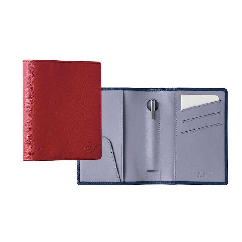 Mercury leather passport holder (customizable brand name) passport card, boarding pass passport holder - ID & Badge Holders - Genuine Leather Blue