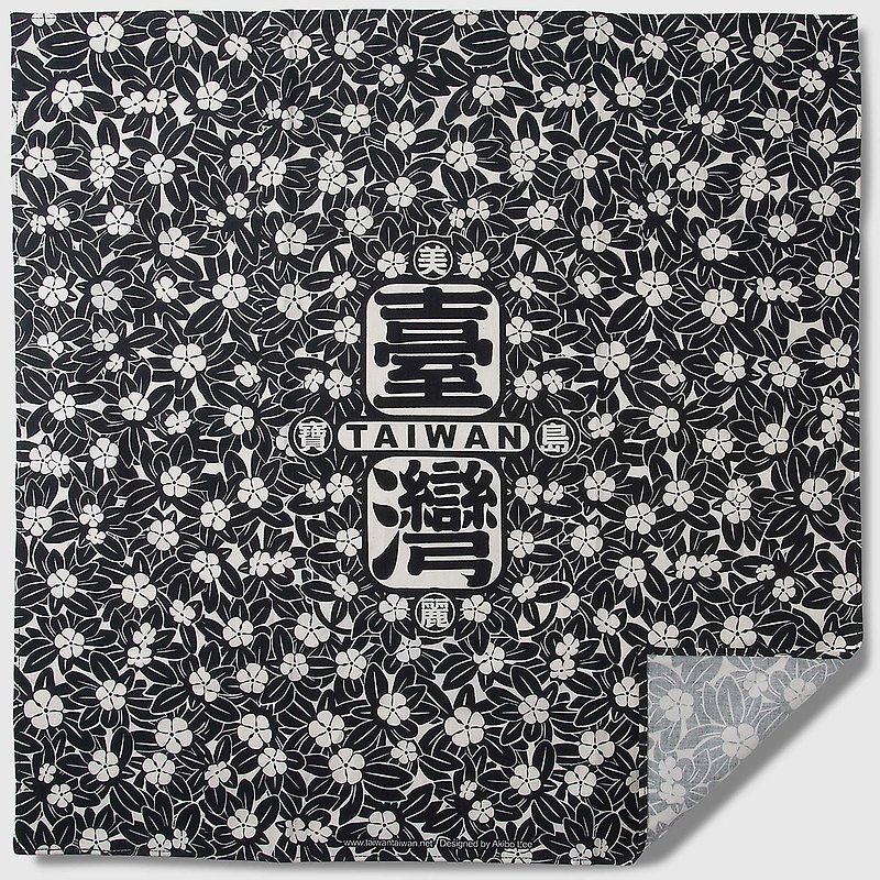 Beautiful Treasure Island Taiwan Flower Bandana/Black - ผ้าพันคอถัก - ผ้าฝ้าย/ผ้าลินิน สีดำ
