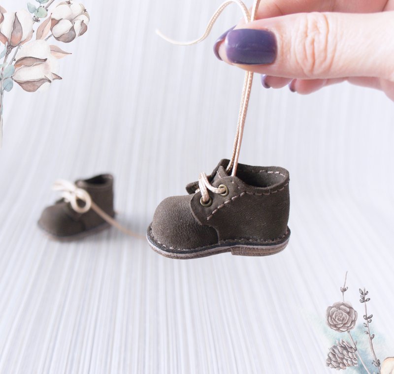 Leather shoes for 13 inches dolls brown color, Short Boots for Paola Reina doll - 玩偶/公仔 - 真皮 咖啡色