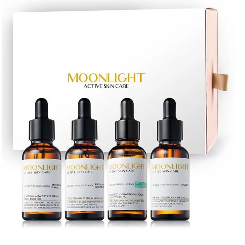 Moonlight 【抗老美白潤澤】極致逆齡白皙潤澤禮盒 (4件組) - 精華液/精華油 - 其他材質 透明