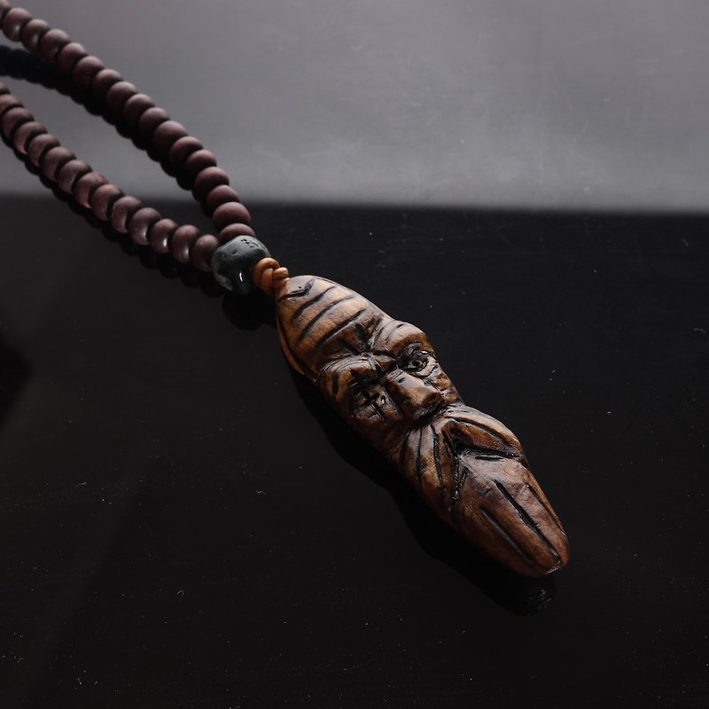 【FAST SHIPPING】Odin Wood Carving Rune Magic Necklace (Limited to 1 piece) - Necklaces - Wood Brown