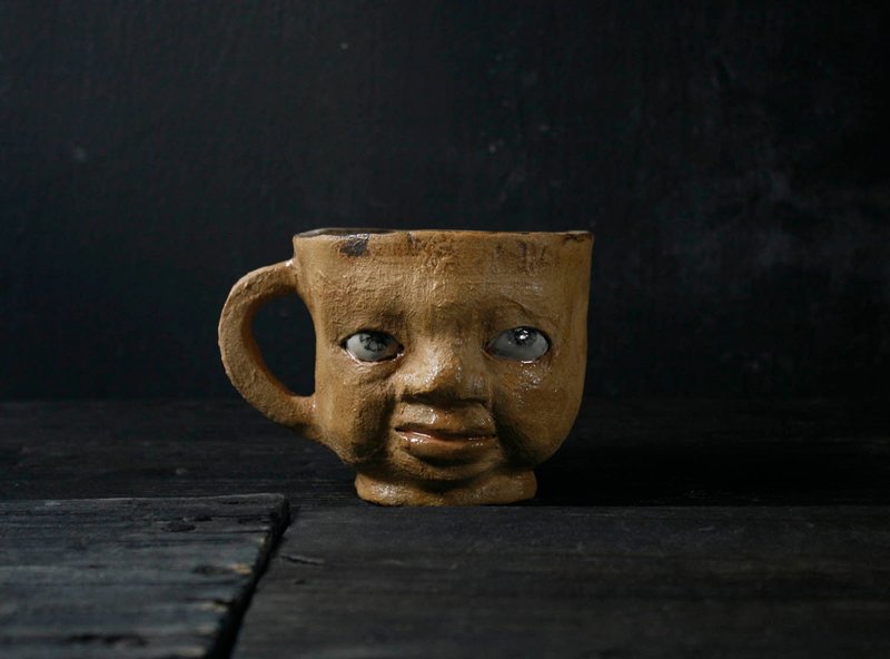 Sinister Face Baby Tea Cup (Handmade Ceramic Cup) - แก้ว - ดินเผา 