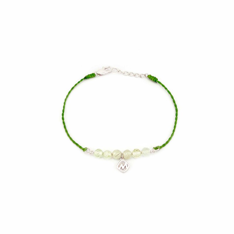 [Wax Braided Crystal Bracelet] Hope Prehnite Stone - Bracelets - Crystal Green