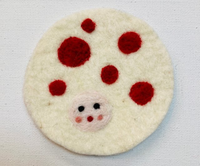 羊毛フェルトウール刺繍コースター : 水玉世界 - ショップ