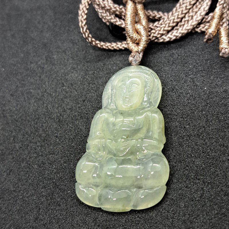 Ice Jade Guanyin Bodhisattva Necklace | Natural Burmese Jade A-grade | Gift - สร้อยคอ - หยก สีเขียว