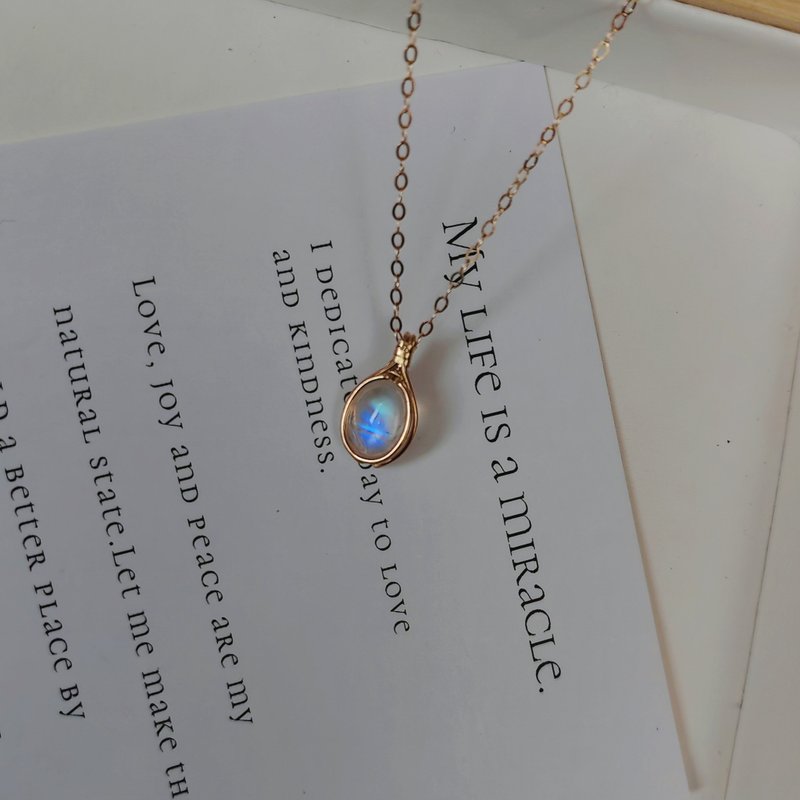 ブルー ムーンストーン ペンダント 14KGF 6月誕生石 天然ムーンストーン ネックレス - ネックレス - 半貴石 