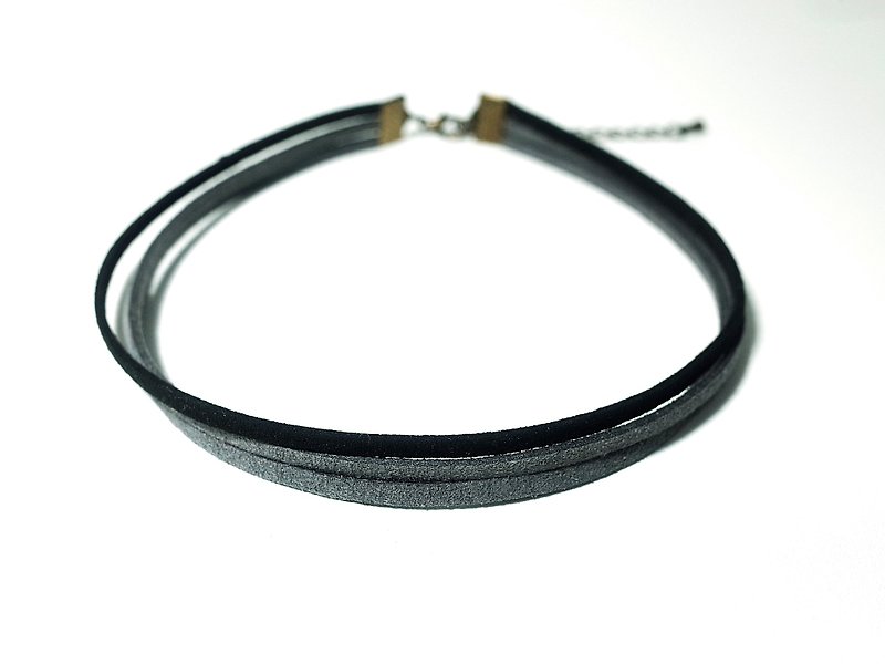Black / Gray Choker , Necklace - Necklaces - Other Materials Gray