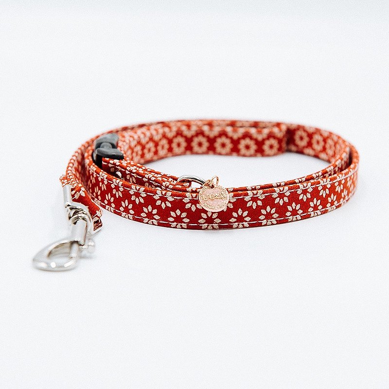 【Momoji】 Pet Leash - Bloom (Red) - Collars & Leashes - Cotton & Hemp Red