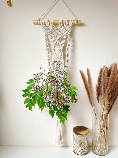 娜泥 手作 macrame Macrame 訂製編織 植物壁掛花編結植物吊籃