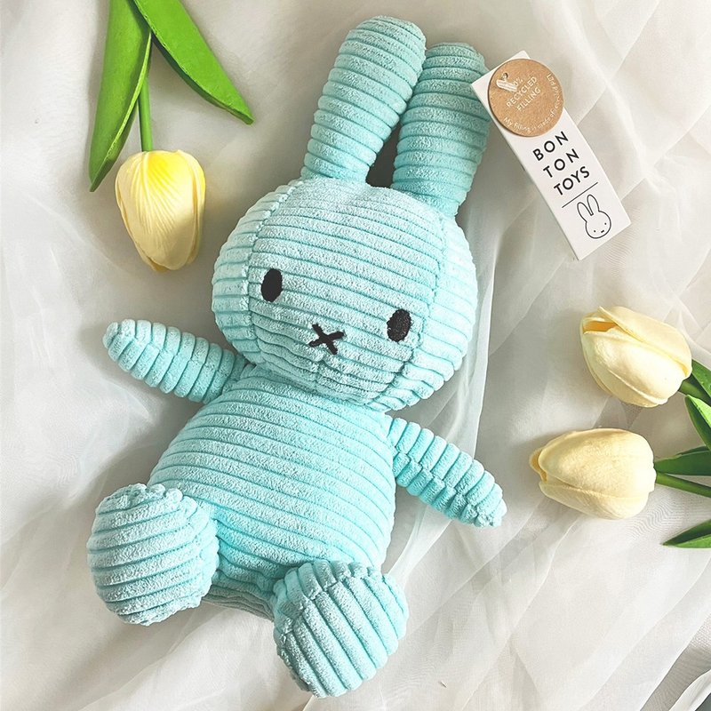 BON TON TOYS 米菲兔ECO燈芯絨填充玩偶-土耳其藍 23cm - 公仔/玩偶 - 聚酯纖維 藍色