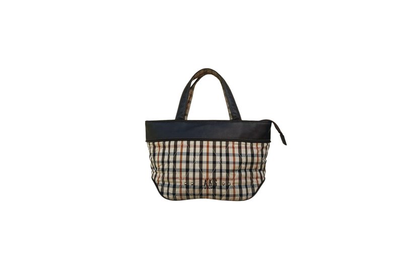 DAKS LONDON Brown tone Quilted Mini handbag, signature gingham pattern - Handbags & Totes - Polyester Brown