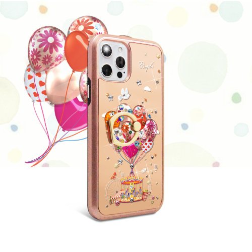 apbs 雅品仕 水晶彩鑽手機殼 iPhone 12 全系列水晶彩鑽全包鏡面指環扣雙料手機殼-夢想氣球