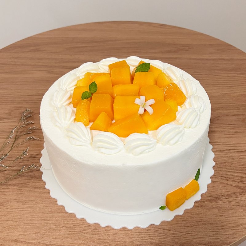 [Lemon Lemon Dessert] Aiwen Mango Fresh Cream Cake / Self-pickup only - เค้กและของหวาน - อาหารสด สีส้ม