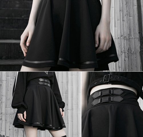 サイバーパンクアカデミー ハイウエストショートスカート - 多色