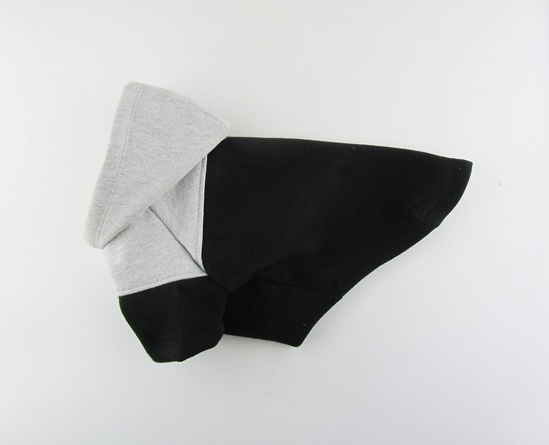 Black and Gray Color block Raglan Sleeves 80Cotton 20Polyester Fleece Hoodie, Dog clothing, Dog fashion, Dog Apparel, Made in USA - ชุดสัตว์เลี้ยง - ผ้าฝ้าย/ผ้าลินิน สีดำ