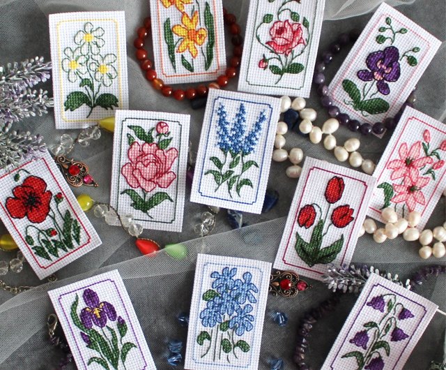 デジタル】ミニクロスステッチパターン12個セットPDF、小さなクロス