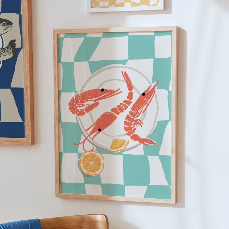 Seafood Party No.5 - 鮮蝦掛畫海報 居家佈置 餐廳掛畫 - 電子似顏繪/繪畫/插畫 - 其他材質 