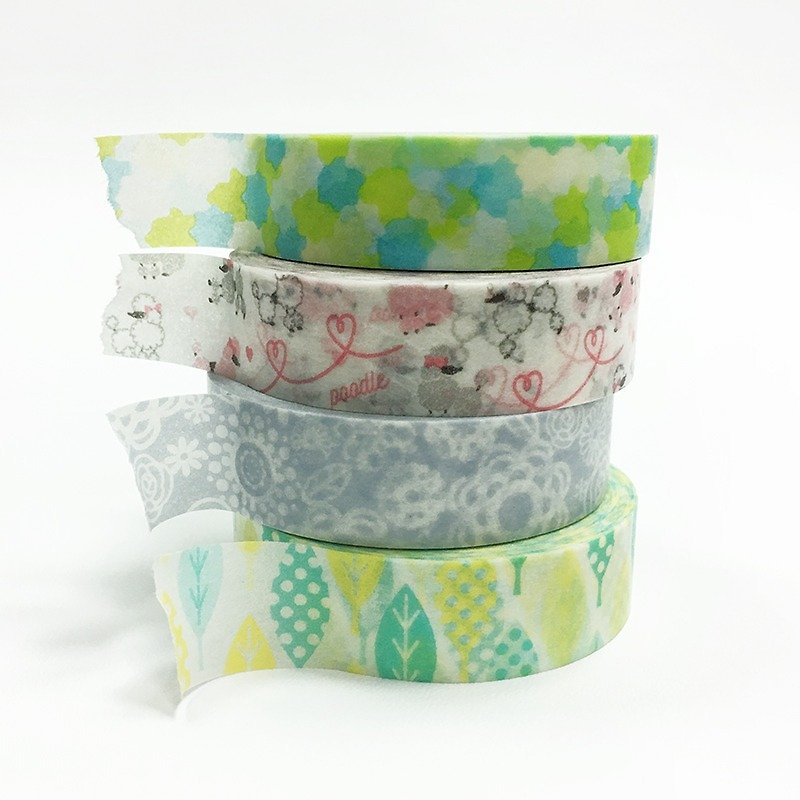 NICHIBAN Petit Joie Masking Tape【Pattern 4-roll Set (PJMT-15S051-54)】 - Washi Tape - Paper Multicolor