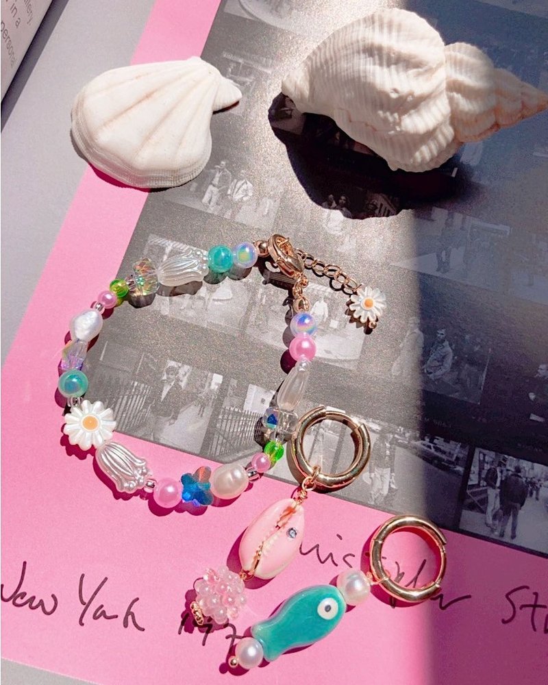 【熱賣】水晶 玻璃珠 貝母 淡水珍珠手鍊 | Y2K 千禧風飾物 - 手鍊/手環 - 珍珠 
