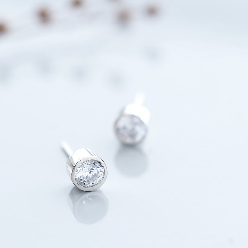 Round stud earrings Silver 925 - ต่างหู - โลหะ สีเงิน
