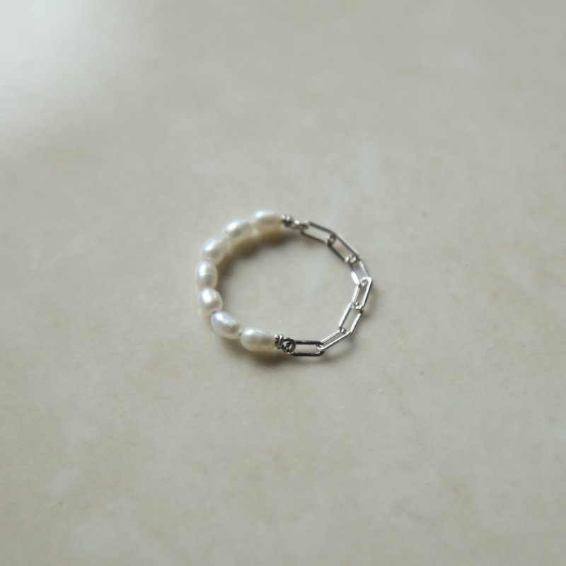 Pearl Festival Sterling Silver Chain Ring | Natural Pearl | Sterling Silver. personality. wild - General Rings - Sterling Silver 