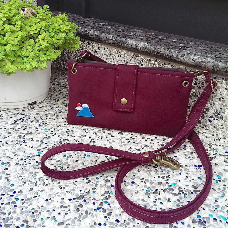 | •R• | Brand new | Color palette Mount Fuji | Cross-back portable dual-use mobile phone travel bag (purple) - Messenger Bags & Sling Bags - Cotton & Hemp 