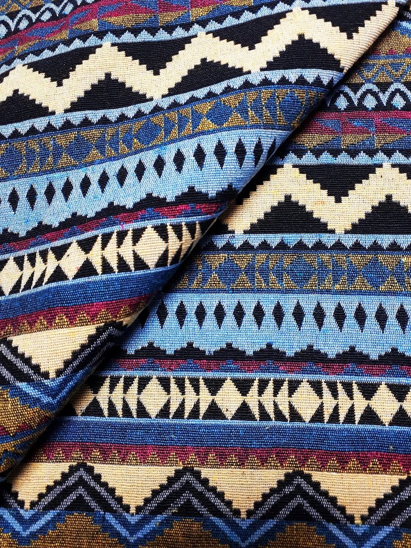 Multi-color Tribal Fabric Thai Woven Fabric Craft Supplies Textile 1/2 yard - 編織/刺繡/羊毛氈/縫紉 - 其他材質 藍色