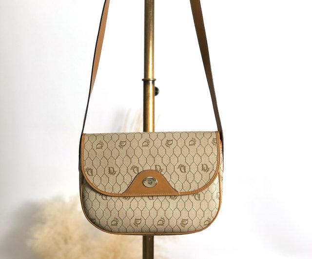 Dior ハニカム ボストンバッグ カデナ付き ブラウン 日本直送 名牌中古