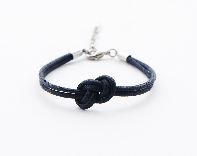 Infinity bracelet in black , waxed cotton cord - Bracelets - Other Materials Black