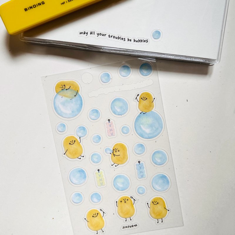 Potato Stickers - Trouble Turning into Bubble - Stickers - Plastic Blue