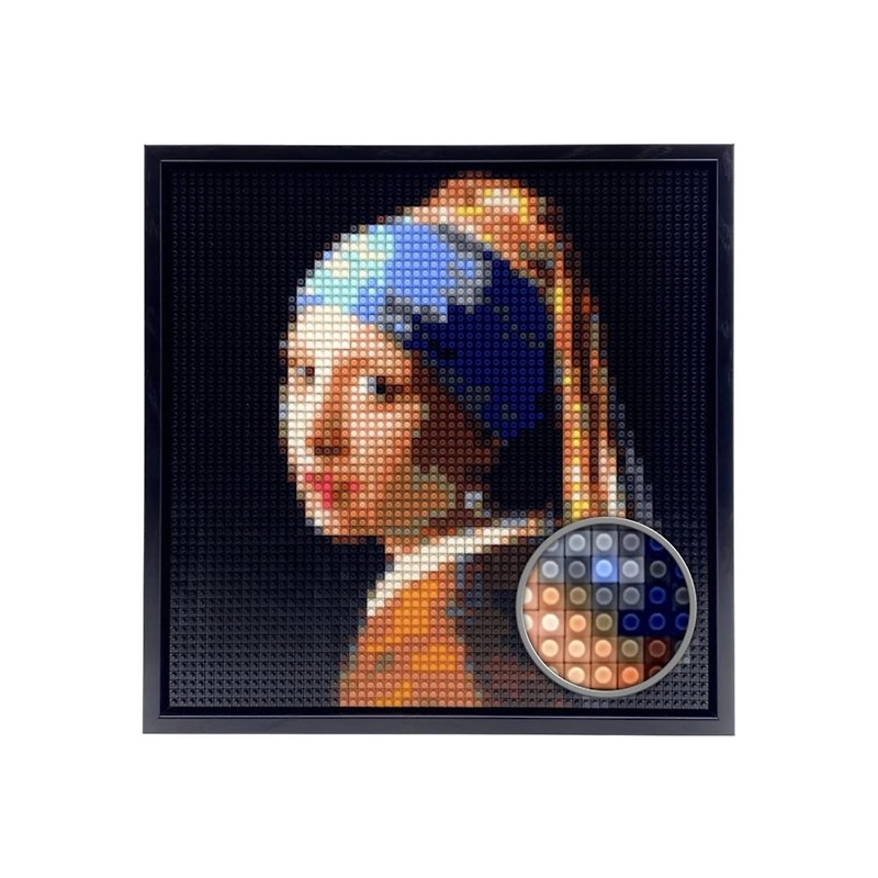 Girl with a Pearl Earring mini-Brick Portrait Kit, Includes Photo Frame - โปสเตอร์ - พลาสติก หลากหลายสี