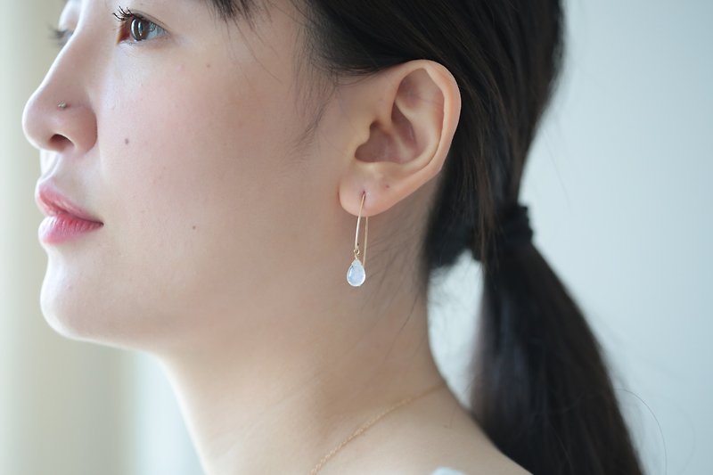 High Quality Moonstone Earrings│14K GF - Earrings & Clip-ons - Semi-Precious Stones White