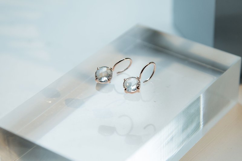 Ice White Crystal Rose Gold Earrings - ต่างหู - กระดาษ สีทอง