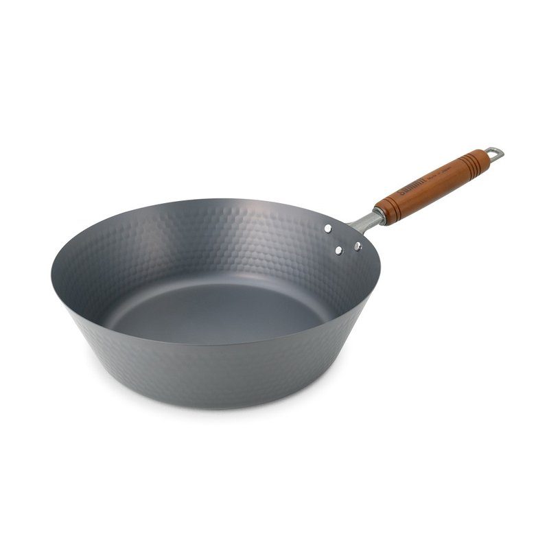 Japan's Tsubame Sanjo Iron Flow Top Smothered Iron Pan Series Mallet Deep Frying Pan 28cm - Cookware - Other Metals Gray