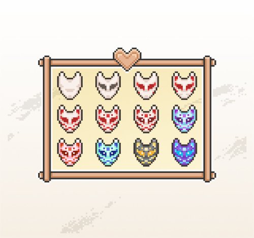 KoyLiang的Twitch素材庫 Twitch小奇點及訂閱者徽章/忠誠徽章套圖/畫素風/日式神狐面具