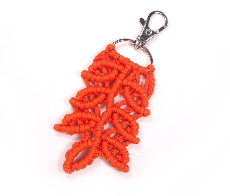 Macrame Tutorial Keychain Leaf, PDF tutorial, Step by step macrame leaf pattern - 手工藝教學/工具書 - 其他材質 