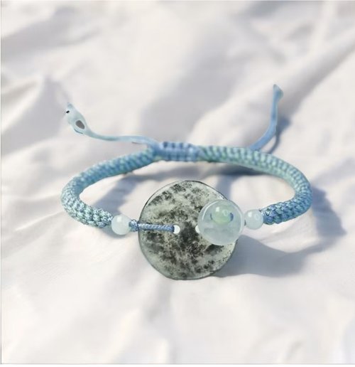 瓔珞珠寶盒 E.L.Jewelry Box 【願‧平安】冰種烏雞翡翠平安扣編織手鍊|天然緬甸A貨翡翠|送禮
