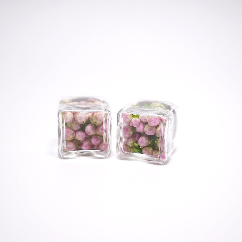 A Handmade white gradient pink popcorn ice glass ball earrings - Earrings & Clip-ons - Plants & Flowers 