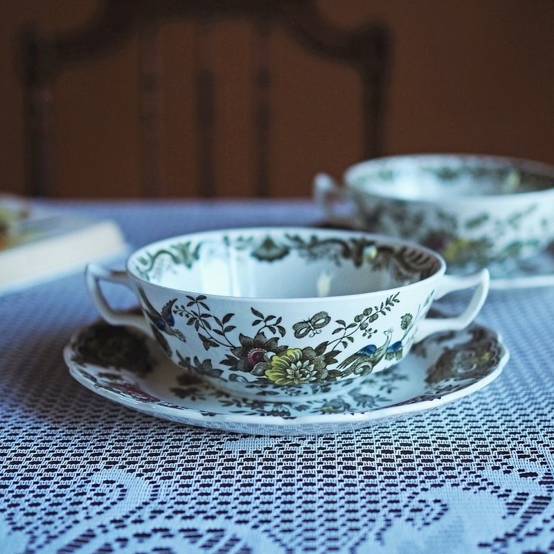 1960年英國 Ridgway Staffordshire 大 杯碟組 - 其他杯子 - 陶 綠色