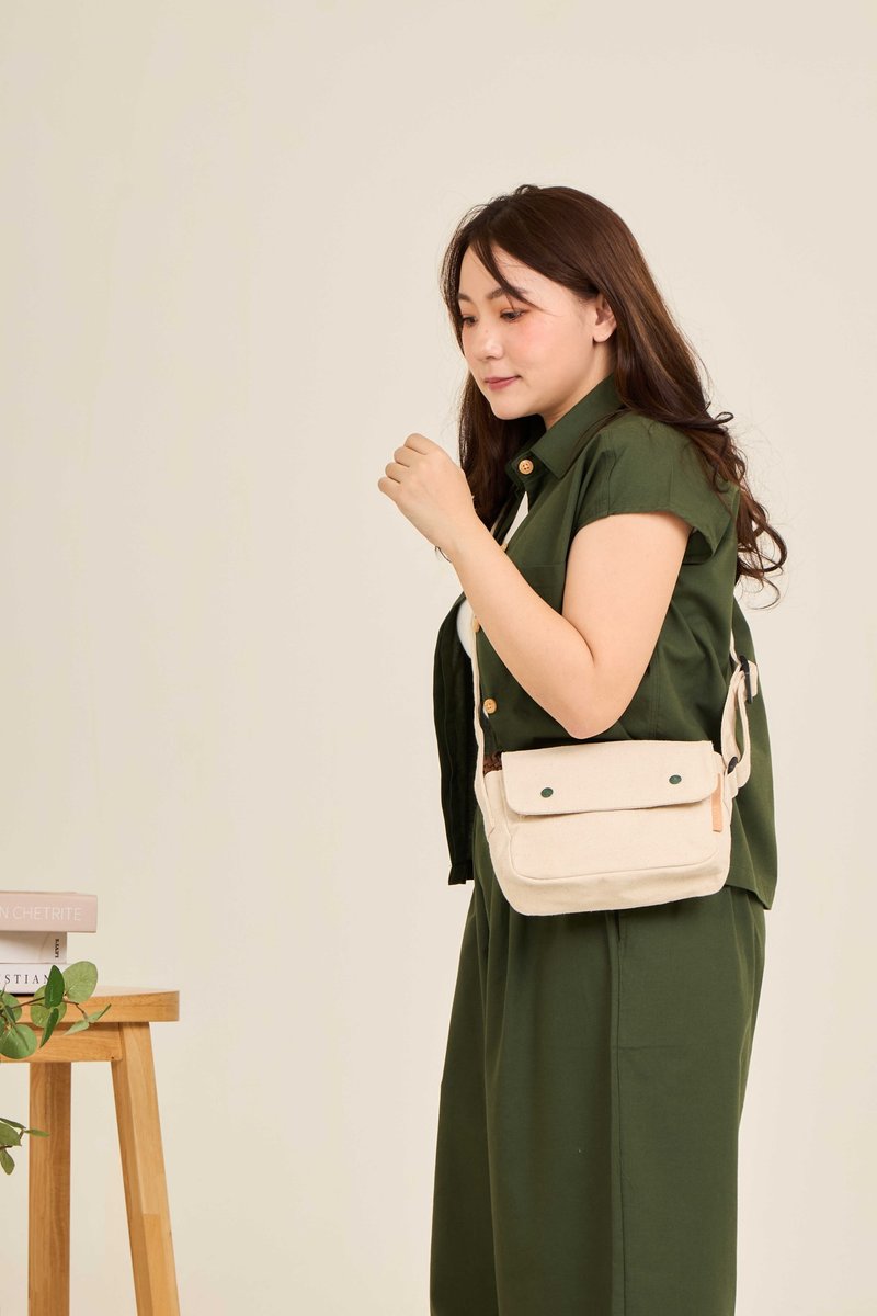 PEBBLE - canvas cross body bag (white) - Messenger Bags & Sling Bags - Cotton & Hemp White
