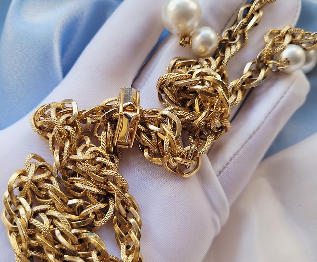 American Western Antique Jewelry/Golden String Twist Pearl Fringe