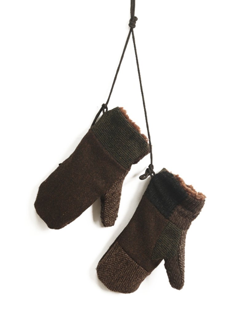 Vintage green wool blend warm mittens - ถุงมือ - วัสดุอื่นๆ หลากหลายสี