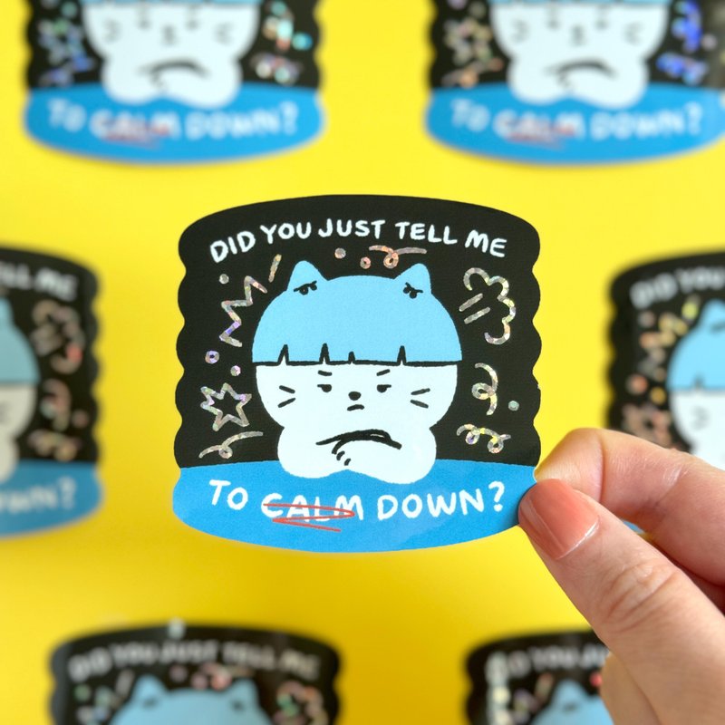 Glitter Sticker - Calm Down - Stickers - Waterproof Material 