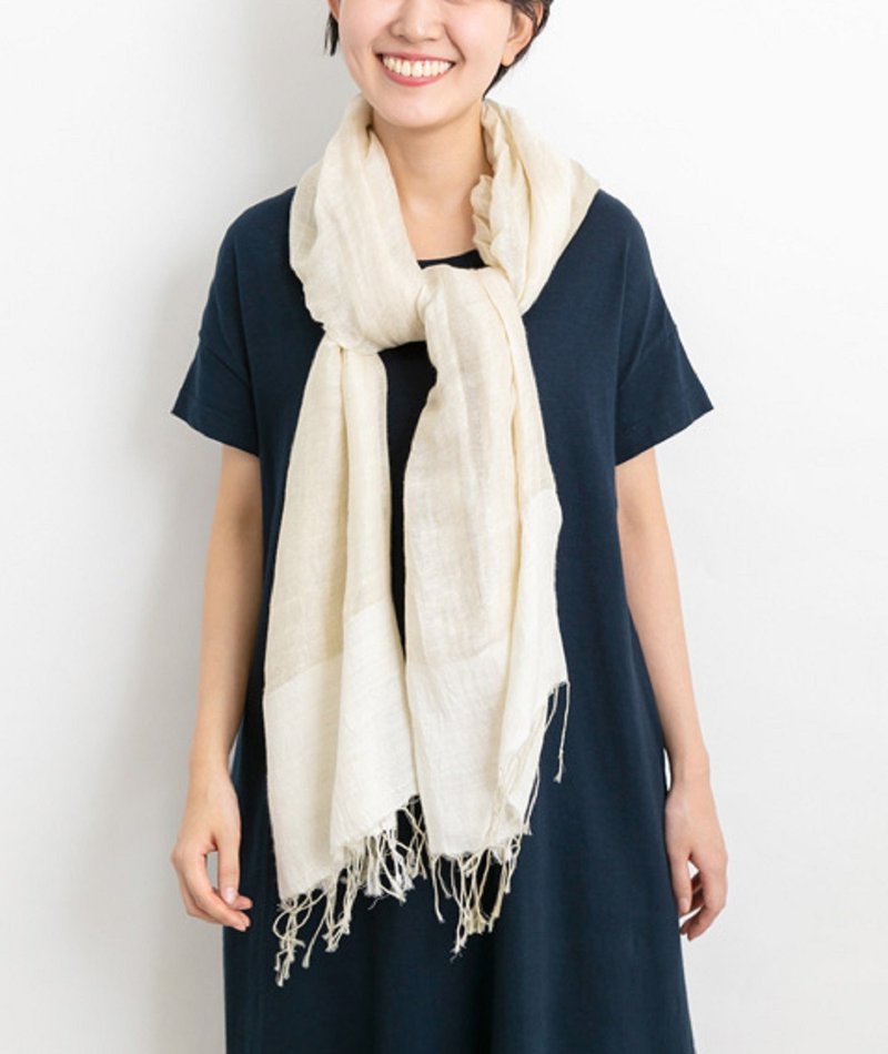 Earth tree fair trade fair trade -- hand-woven Linen shawl (off-white) - Knit Scarves & Wraps - Cotton & Hemp 