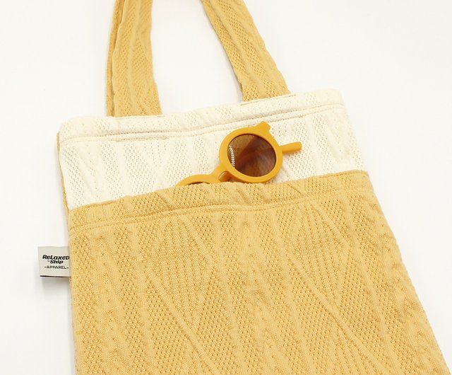 Twist Knitting Tote Bag - Orange - Shop Relaxedship Handbags