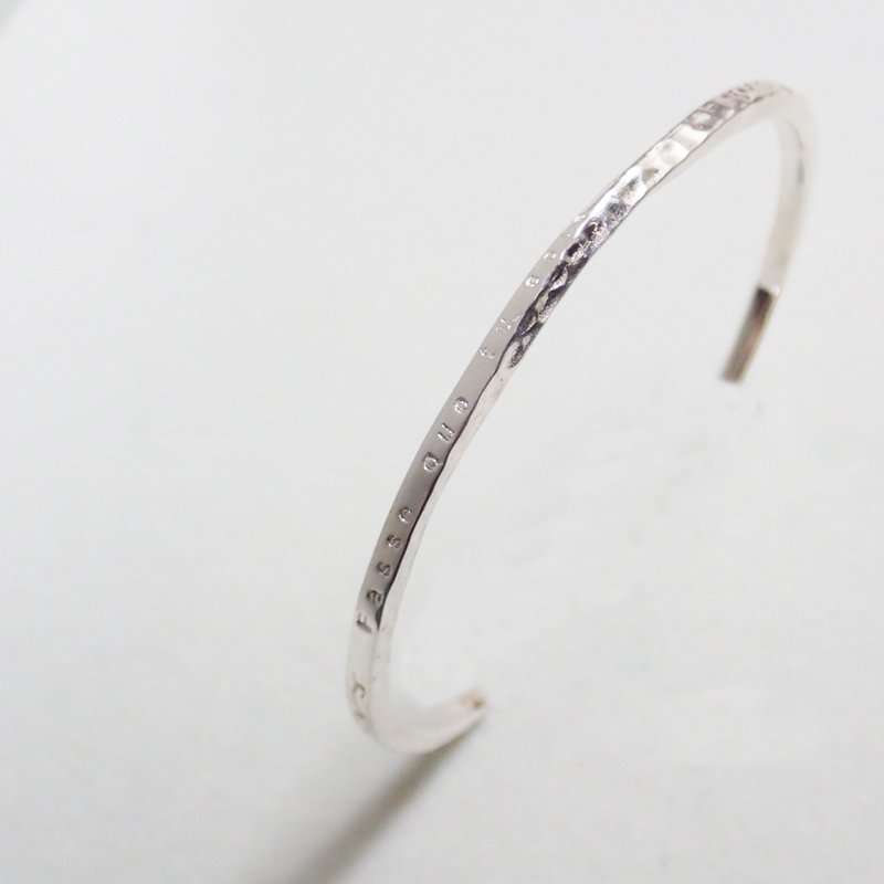 【比法一生】銀手環/銀手鐲─願你幸福快樂 純銀925手作飾品 - 手鍊/手環 - 銀 銀色