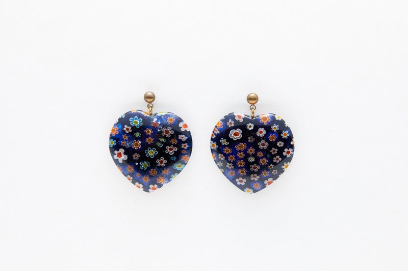 Huge Jam Glazed Earrings-Blueberry - ต่างหู - กระจกลาย สีน้ำเงิน