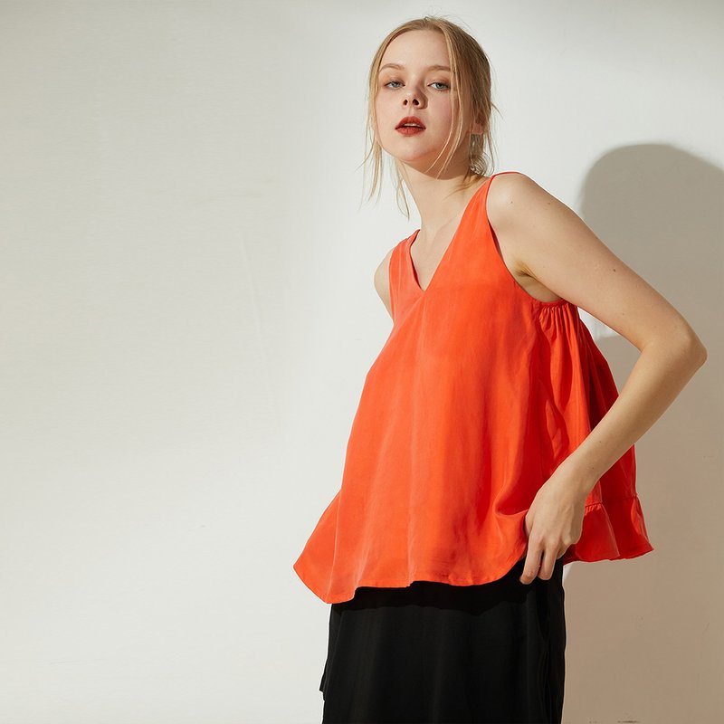 Hekate Cupro Tie-back Top in Tangerine Tango - Women's Vests - Eco-Friendly Materials Orange