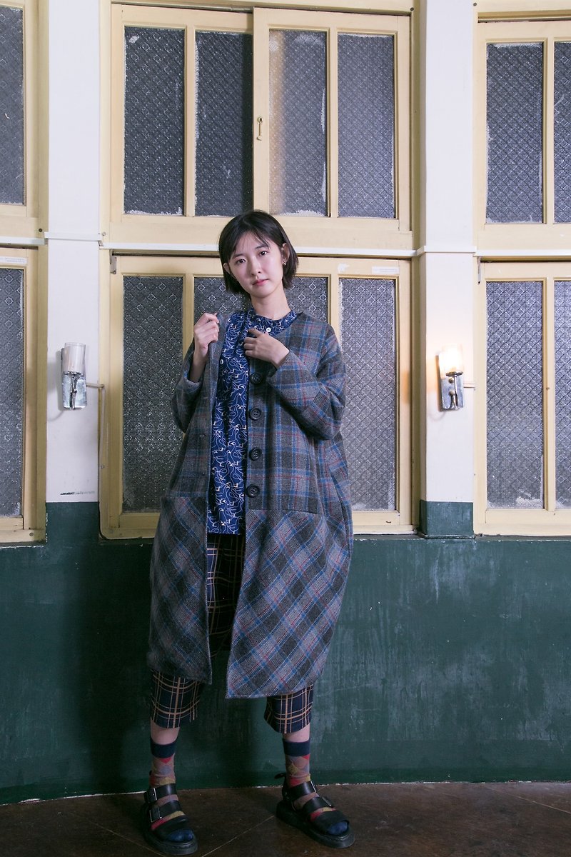 Mao cotton coat in shop - Women's Casual & Functional Jackets - Wool Blue